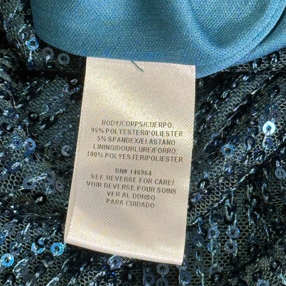 NWT Julia Jordan Sequin Mock Neck Sheath Dress Size 4 Teal - Picture 4 of 7